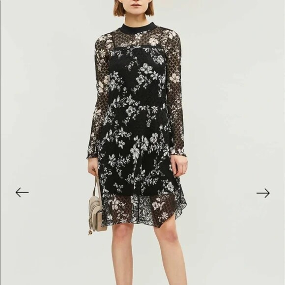 See By Chloé Floral Print Lace Dress Black White Spring Designer Frock Wedding - Picture 1 of 11